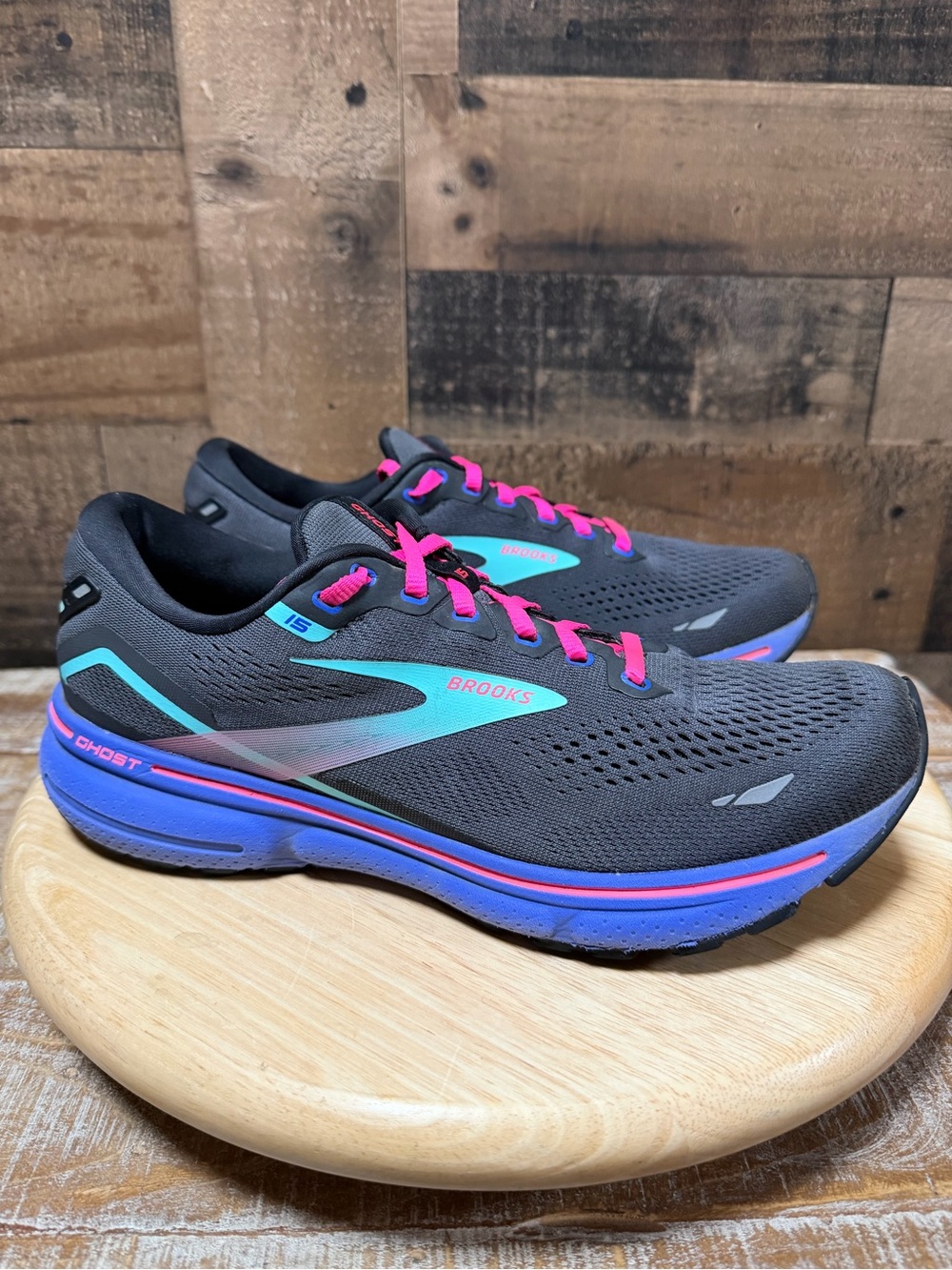 Brooks Ghost 15 Women’s Size 10 Gray Blue Aruba Running Shoes 1203801B079